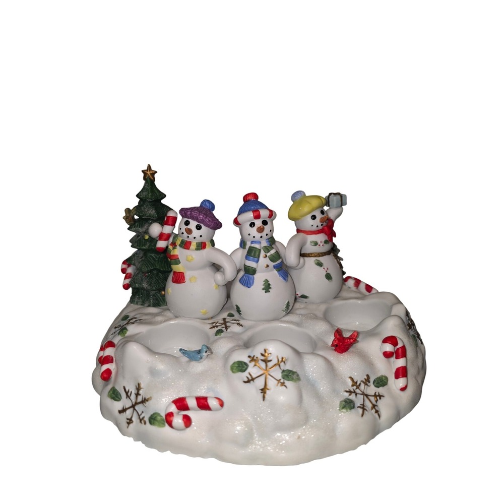 PartyLite Snowman Candle Holder Tealight Tree Candy Cane Snowflakes Christmas‎
